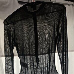 Sheer mesh black bodysuit.